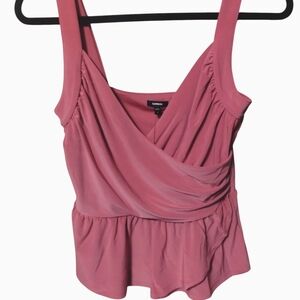 Express- Pink Sleeveless Wrap Peplum Tank Top